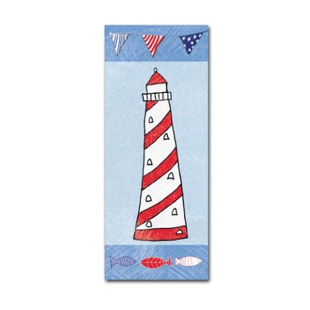 Farida Zaman 'Coastal Lighthouse II On Blue' Canvas Art,10x24